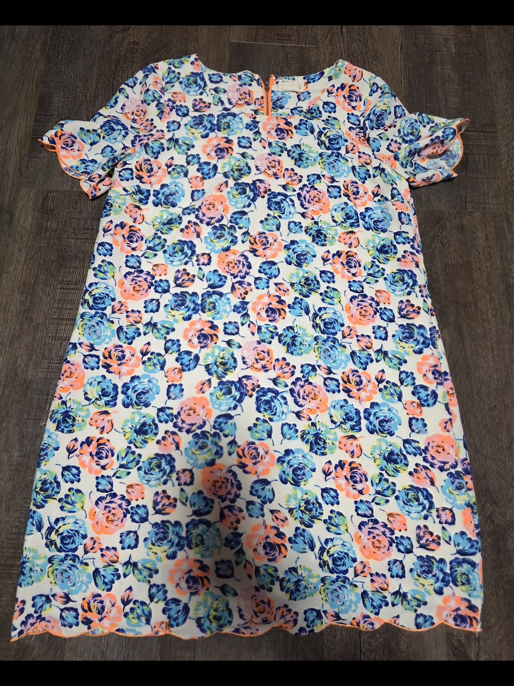 Floral Midi Dress in Blue & Coral